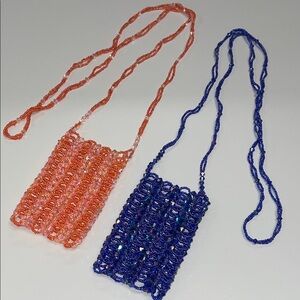 Source Unknown Orange Peach and Blue Purple Beaded Mini Bags